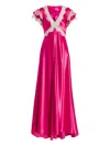 Alberta Ferretti Lace-trim Maxi Dress In Pink