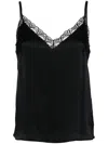 Alberta Ferretti Lace-trim Satin Top In Black