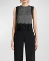 Alberta Ferretti Lace-trim Sleeveless Crop Top In Multi Black