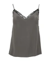 Alberta Ferretti Satin Top With Lace Inserts In Black