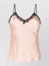 Alberta Ferretti Lace Trim Sleeveless Top In Pink