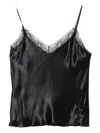 Alberta Ferretti Lace-trimmed Satin Top In Black