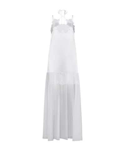 Alberta Ferretti Lace-trimmed Suspender Dress In White