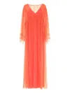 Alberta Ferretti Lace-trimmed V-neck Maxi Dress In Multi