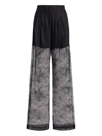 Alberta Ferretti Lace Trousers In Black