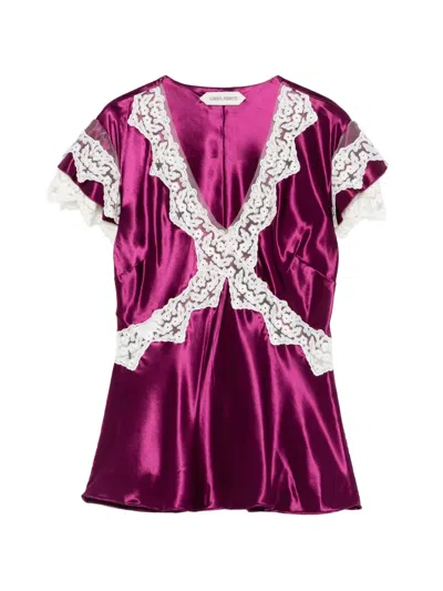 Alberta Ferretti Lace V-neck Blouse In Multi