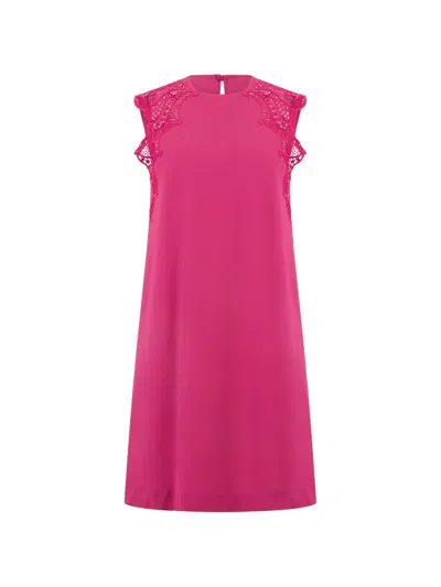 Alberta Ferretti Lace-detail Sleeveless Mini Dress In Pink