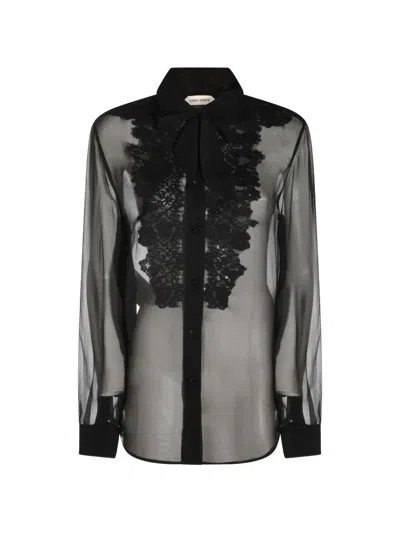 Alberta Ferretti Lace-panelled Pussy-bow Shirt In Multi