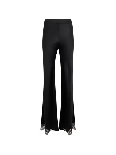 Alberta Ferretti Lace-trim Flared Trousers In Black