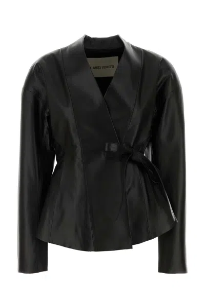 Alberta Ferretti Lamb Leather Cropped Jacket With Soft Lining In Black
