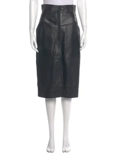 Pre-owned Alberta Ferretti Lamb Leather Knee-length Skirt In Gray