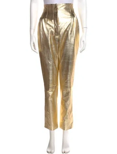 Pre-owned Alberta Ferretti Lamb Leather Straight Leg Pants
