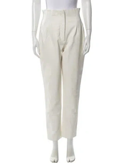 Pre-owned Alberta Ferretti Lamb Leather Straight Leg Pants In Neutral