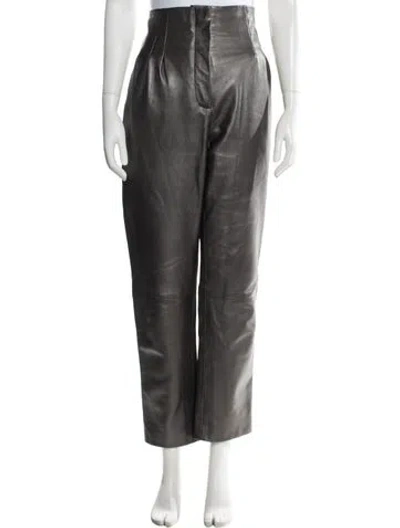 Pre-owned Alberta Ferretti Lamb Leather Wide Leg Pants In White