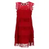 Alberta Ferretti Land And Fringe Detail Mini Dress In Red Acetate In Red