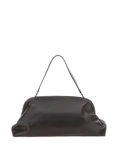 Alberta Ferretti Large Leather Clutch Bag In Brown