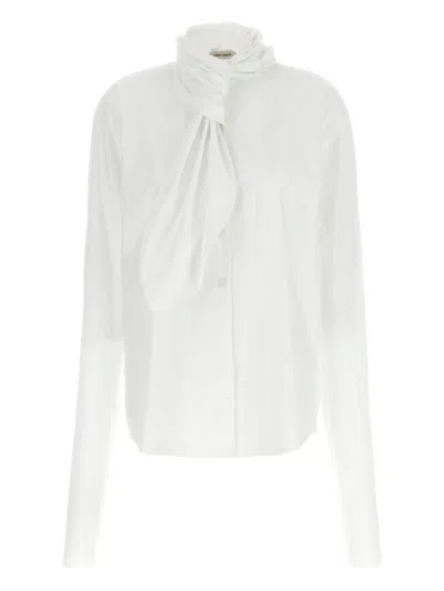 Alberta Ferretti Refined Cotton Poplin Tie Shirt In White