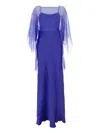 Alberta Ferretti Long Dress In Acetate Blend In Blue