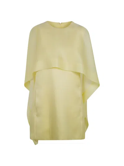 Alberta Ferretti Layered Cape-sleeve Mini Dress In Neutral
