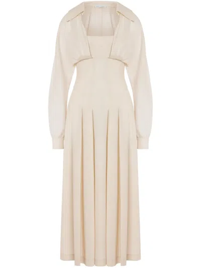Alberta Ferretti Layered Maxi Dress In Neutrals