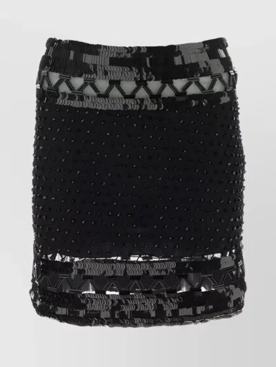 Alberta Ferretti Alberta Ferreti Embellished Mesh Mini Skirt In Black