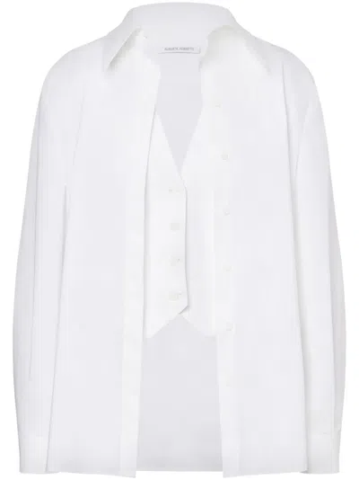 Alberta Ferretti Layered Poplin Shirt In White
