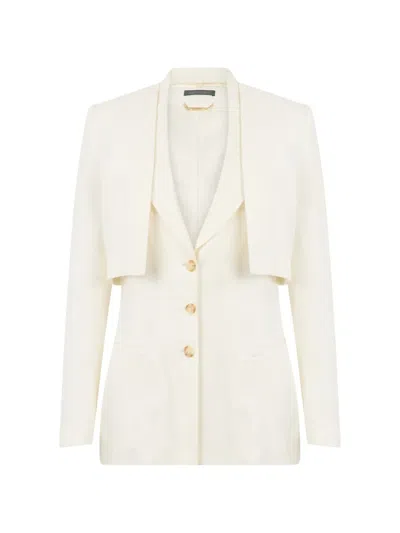 Alberta Ferretti Layered-detail Single-breasted Blazer In Neutral