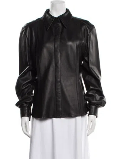 Pre-owned Alberta Ferretti Leather Biker Jacket In Black