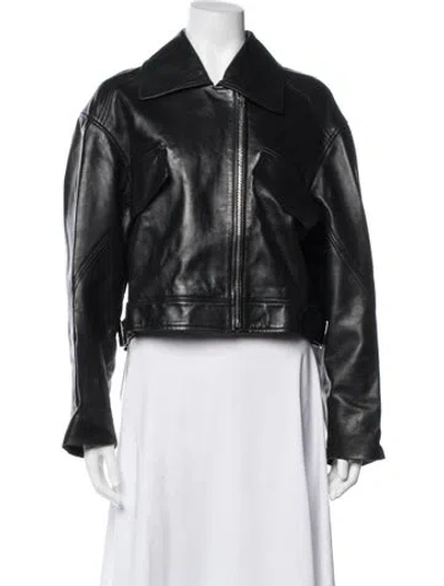 Pre-owned Alberta Ferretti Leather Biker Jacket In Black