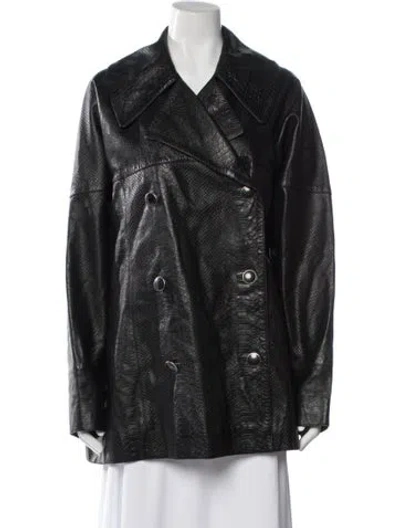 Pre-owned Alberta Ferretti Leather Coat In Black