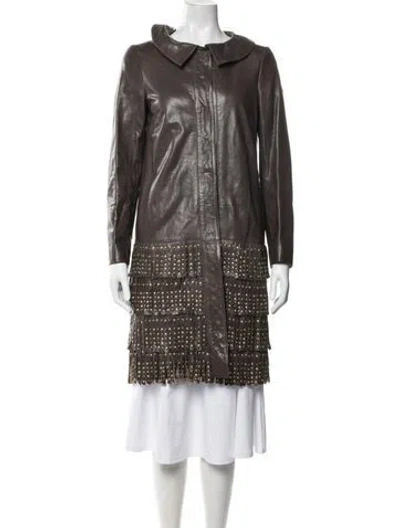 Pre-owned Alberta Ferretti Leather Coat In Brown
