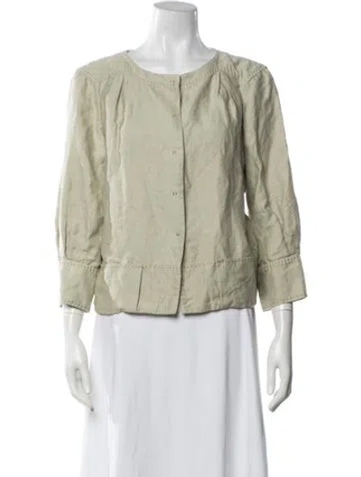 Pre-owned Alberta Ferretti Leather Crew Neck Top In Green