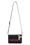 Alberta Ferretti Slogan Printed Cross Body Bag In Black