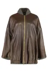 Alberta Ferretti Leather Jacket In Brown