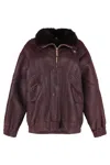 Alberta Ferretti Leather Jacket In Burgundy