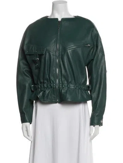 Pre-owned Alberta Ferretti Leather Jacket In Green