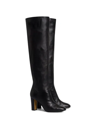 Alberta Ferretti Leather Knee-high Boots In Black