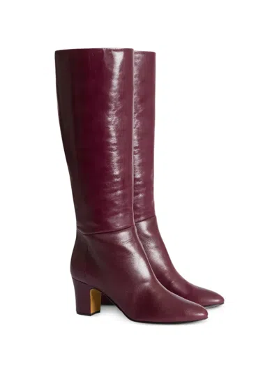 Alberta Ferretti Leather Knee-high Boots In Burgundy