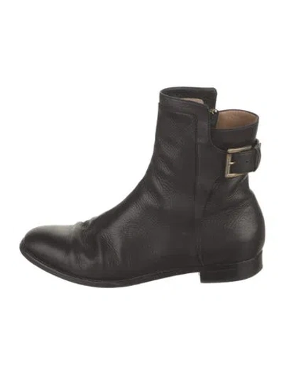 Pre-owned Alberta Ferretti Leather Moto Boots In Black
