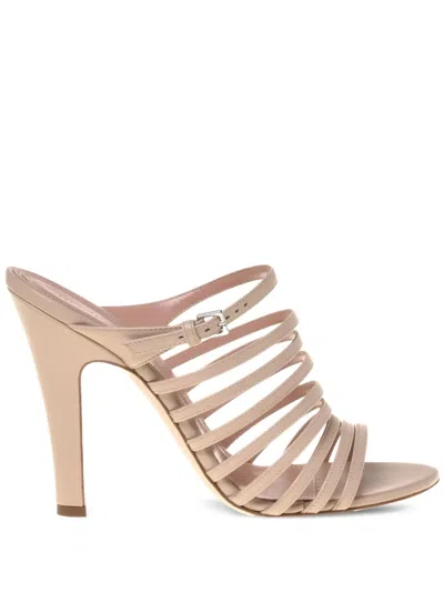 Alberta Ferretti Soutage 100mm Leather Sandals In Neutrals