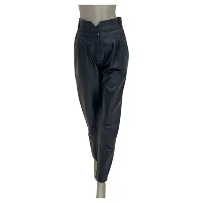 Pre-owned Alberta Ferretti Leather Pants - Size 40 In Black