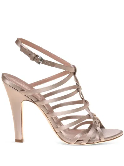 Alberta Ferretti Leather Sandals In Neutrals