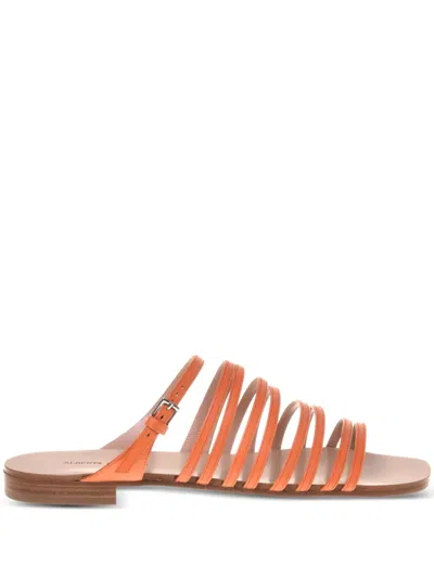 Alberta Ferretti Leather Sandals In Orange