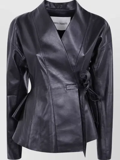 Alberta Ferretti Leather Single Breasted Coat In Black