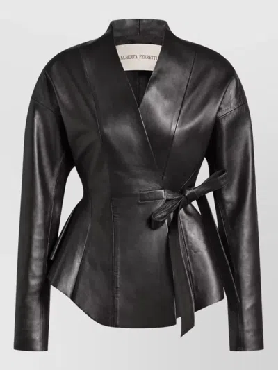 Alberta Ferretti Leather Single-breasted Jacket In Black