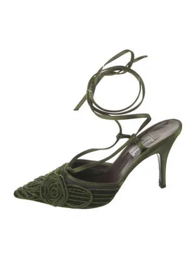 Pre-owned Alberta Ferretti Leather Slingback Pumps In Green