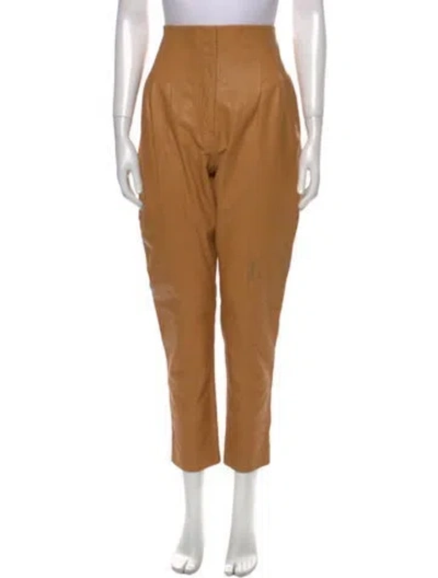 Pre-owned Alberta Ferretti Leather Straight Leg Pants In Brown