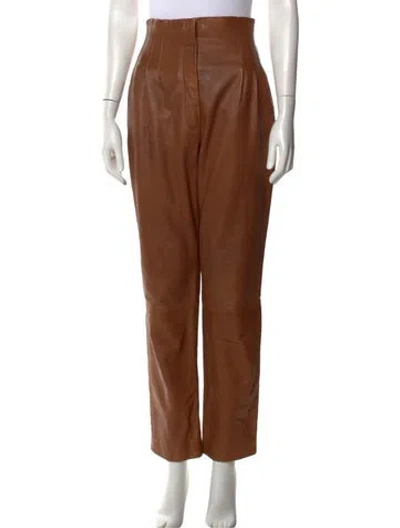 Pre-owned Alberta Ferretti Leather Straight Leg Pants In Brown