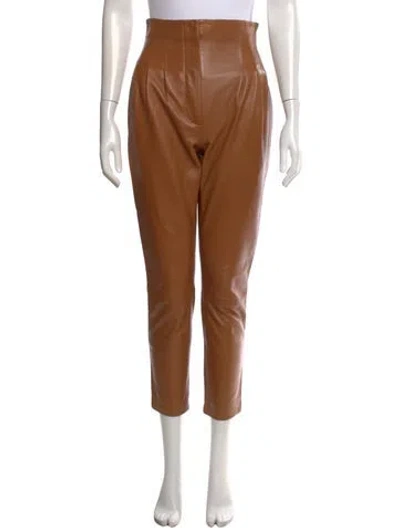 Pre-owned Alberta Ferretti Leather Straight Leg Pants In Brown