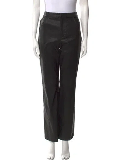 Pre-owned Alberta Ferretti Leather Wide Leg Pants In Black
